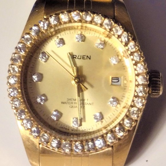 GRUEN VTG Women's Quartz Watch: Crystal Bezel~Date~Water Resistant~New Battery - Picture 13 of 13